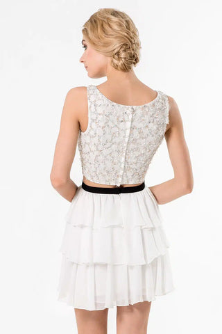 White two-piece dress, model 1521H0059, front view