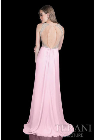 Pink formal gown 1615P1294A-01 with open back
