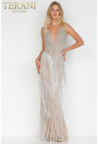 Terani Couture 1821gl7401_front - Fringe Evening Gown
