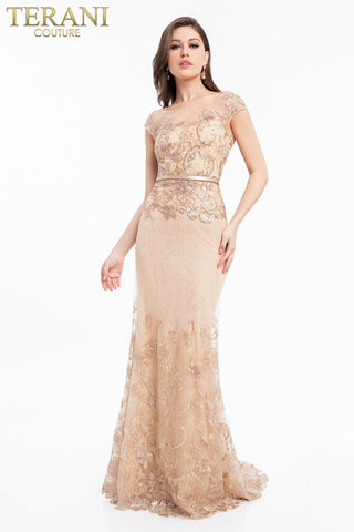 Rose Gold Embroidered Front Gown