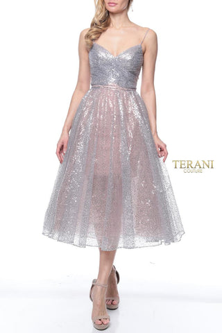 Silver sequin cocktail dress