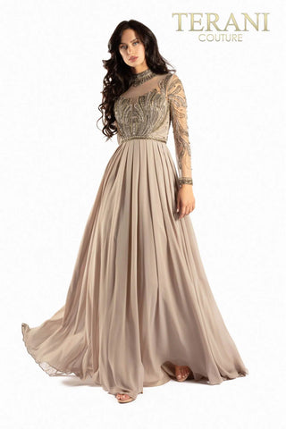 Terani Couture 2011M2126 front view of beaded gown