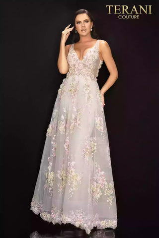 Terani Couture 2011P1171 front view, floral evening gown