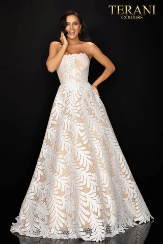 White lace Terani Couture gown