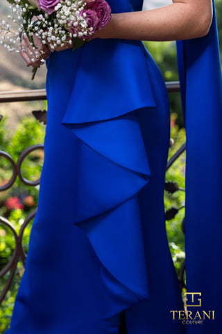 Royal Blue Dress with Ruffle Detail