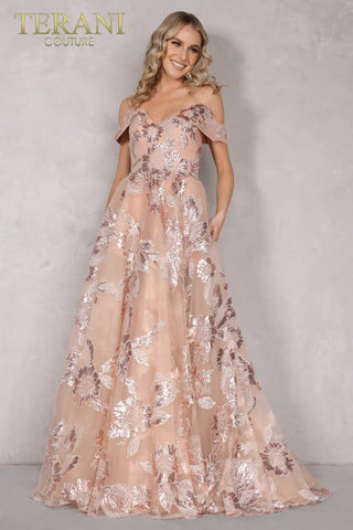 Terani Couture 2111P4104-1_1 off-the-shoulder floral gown