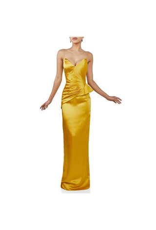 Yellow strapless evening gown, style 2111p4066, image 9