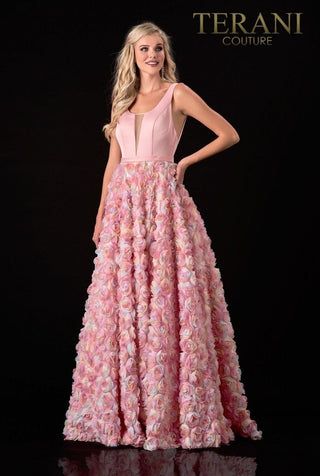 The Designer Precinct Couture pink floral gown, style 2111p4102.