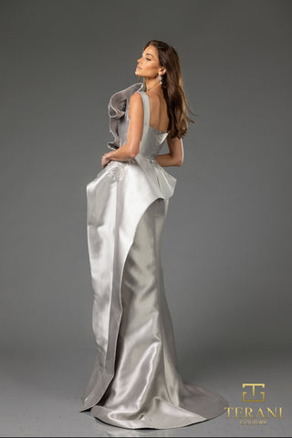 Taupe evening gown by Terani