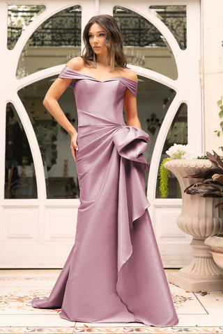 Elegant mauve off-shoulder gown 242M3335-6