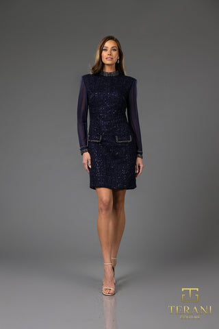 Navy blue cocktail dress, 251C4157NAVY, by Terani