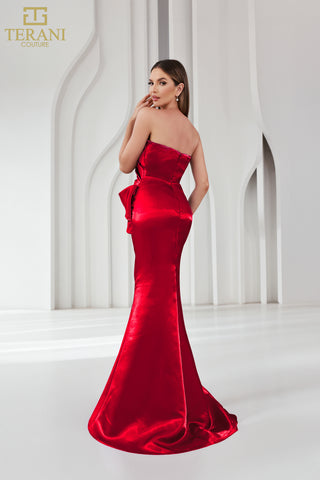 Terani red strapless gown 251E4231rubyb