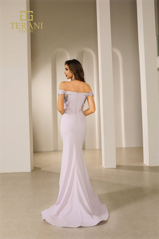 Terani Couture 251E4237_1 lavender off-shoulder gown