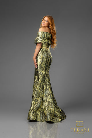 Green off-shoulder formal gown - 251E4253GREEN_2