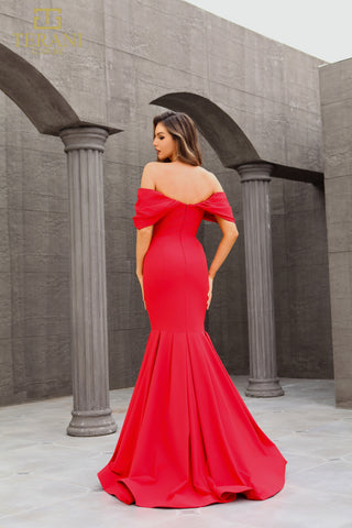 Red off-the-shoulder formal gown, image 251E4271_3