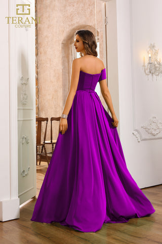 Magenta backless formal gown