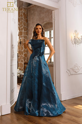 Woman in teal formal gown, 251E4287_2