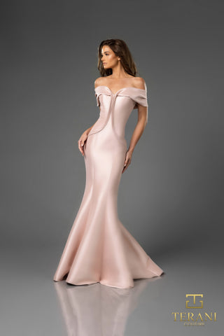 Blush off-the-shoulder formal gown - 251E4565BLUSH_1