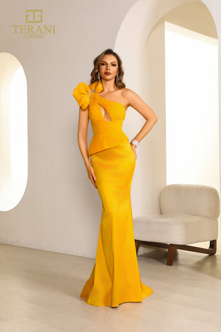 Terani Couture yellow one-shoulder gown 251E4578_2
