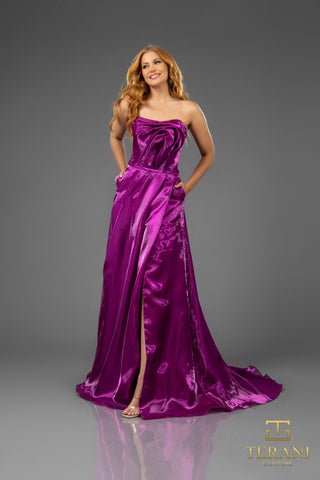 Magenta one-shoulder gown, 251E4637MAGENTA_1