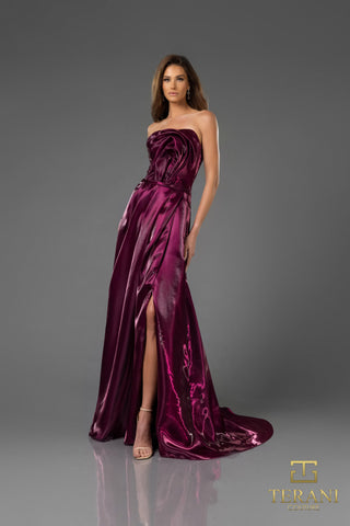 Burgundy wine-colored formal gown, style 251E4637