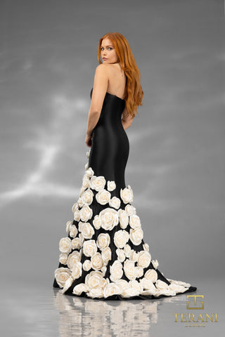 Black and ivory floral gown - 251GL4184BLACKIVORY_11