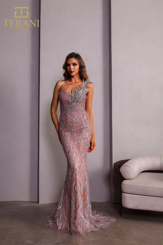 Terani 251GL4315_1 one-shoulder embellished gown
