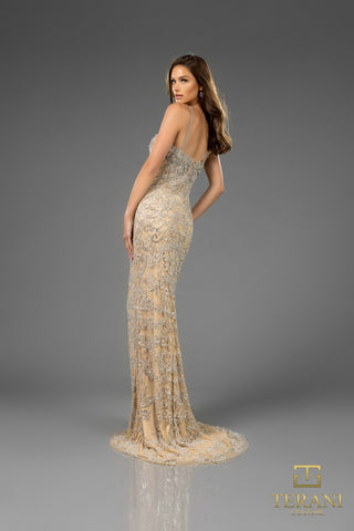 251GL4346 beaded gown with straps