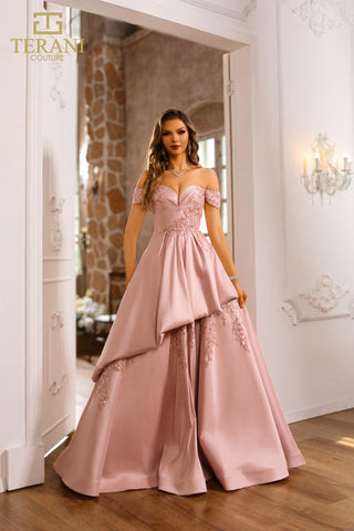 Terani Couture gown 251M4062_1, off-the-shoulder pink formal dress