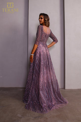Terani 251M4409_2 purple beaded evening gown