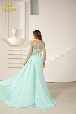 Mint green Terani dress 251M4420_2 with train
