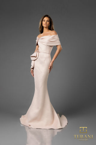 Rose gold off-shoulder gown 251M4448
