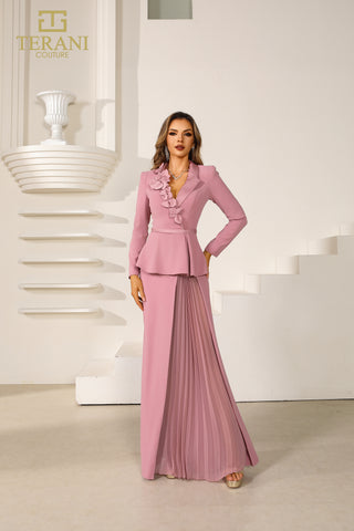 Dusty rose pleated skirt suit - 251M4572