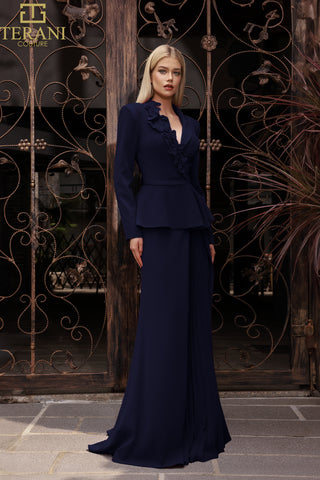 Navy Terani Couture pant suit