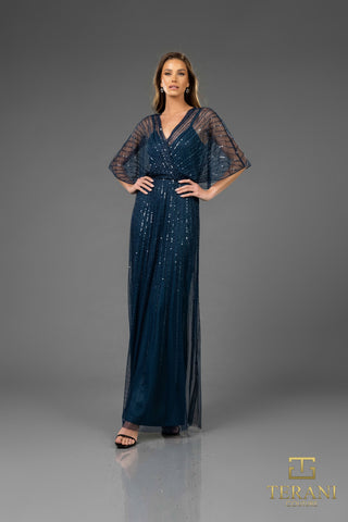 Elegant petrol blue gown, 251M4613