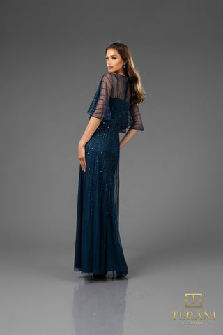 Elegant petrol blue evening gown