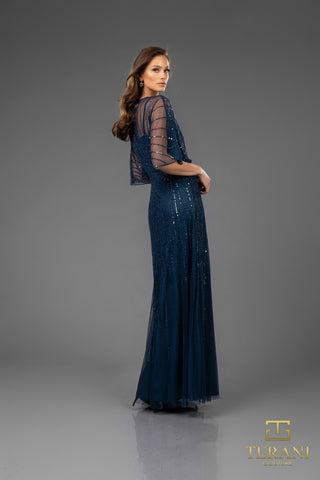 Navy blue sequin gown, 251M4613PETROL_3