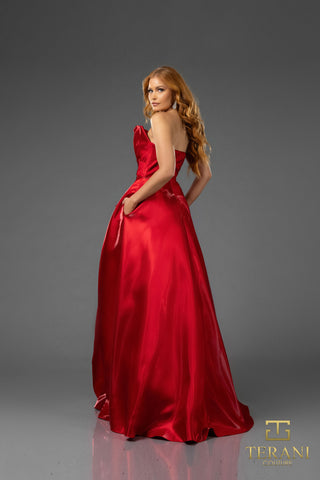 Ruby red The Designer Precinct gown, style 251P4054, with pockets
