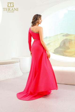 Woman in watermelon-colored The Designer Precinct Couture gown