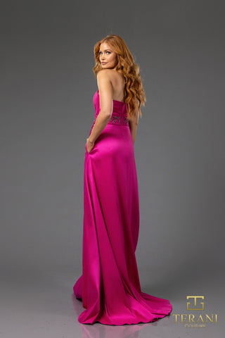 Fuchsia strapless gown, style 251P4061