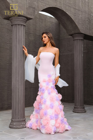 Strapless floral mermaid dress