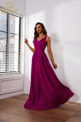 Woman in magenta formal dress