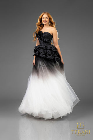 Woman in black and white ombre gown, 251P4270_1