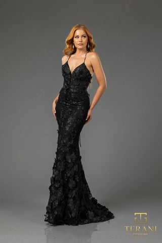 Woman in black formal gown