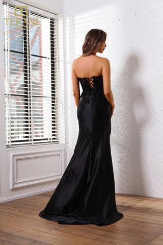 Black strapless evening gown 251P4541_2