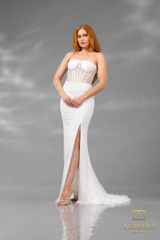Ivory slit gown, style 251P4560