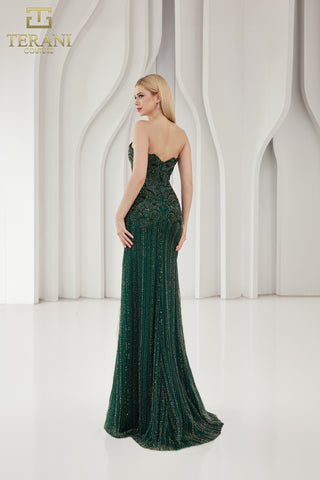 Emerald green Terani gown 251P4574, model