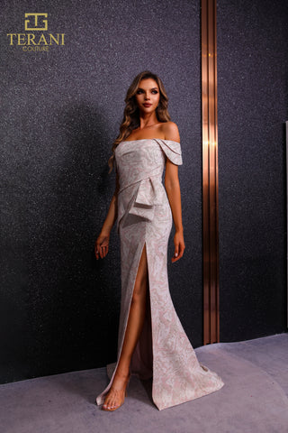 Terani Couture 251m4435_3 Off-Shoulder Gown with Slit