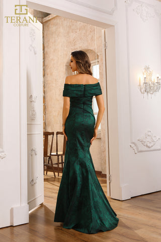 Green off-shoulder formal gown, 251m4437_1