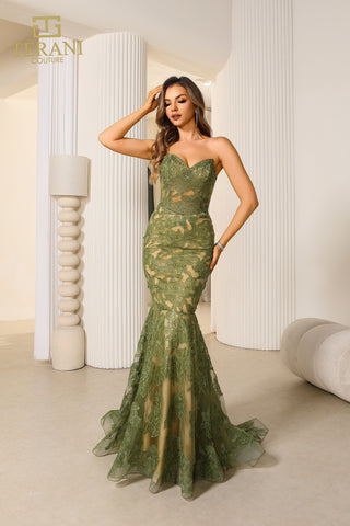 Green lace mermaid gown